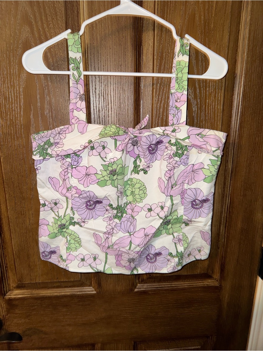 LOFT Lavender and Green Floral Cotton Tank Camisole